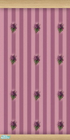 Sims 2 — NK TC50 Arizona LR - Wall 4 by MoMama — A pink striped wall is peppered with purple flowers and framed by a