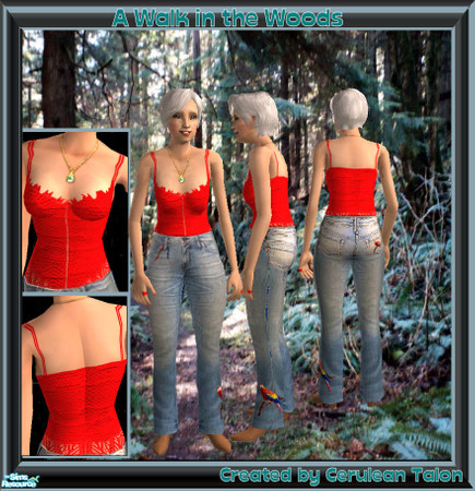 Sims 2 — A Walk in the Woods - Elder - Red by Cerulean Talon — Comfort and style are found in these designer camisoles