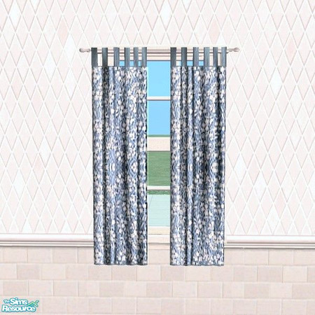 Sims 2 — Blue White Design curtain by Raveena — You need BitzyBus's mesh for this object to work in your game. Download