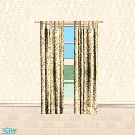 Sims 2 — Beige Flowered Curtain by Raveena — You need BitzyBus's mesh for this object to work in your game. Download it