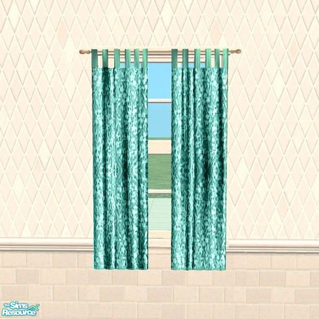 Sims 2 — Aqua Flowered Curtain by Raveena — You need BitzyBus's mesh for this object to work in your game. Download it