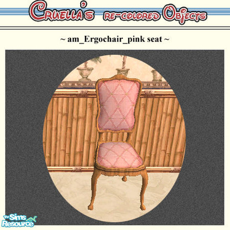 Sims 2 — am_Ergochair_pinkseat by Cruella — Pink buttoned percale seat cover.