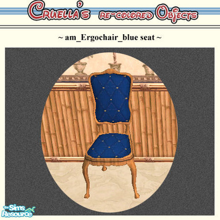 Sims 2 — am_Ergochair_blueseat by Cruella — Blue buttoned percale seat cover.