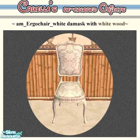 Sims 2 — am_Ergochair_white by Cruella — Whitewood chair frame with white damask seat cover.