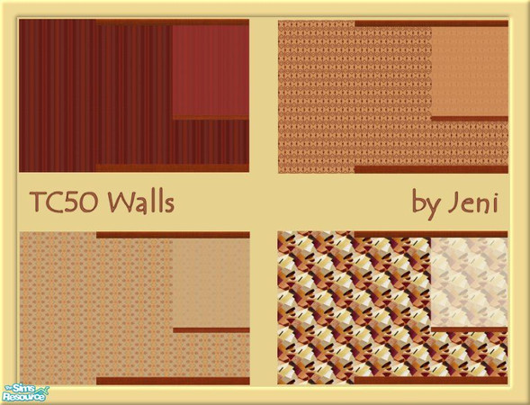 Sims 2 — TC50 Abstract Brown Wall Set by jeni — Made in Celebration of Texture Challenge 50! These walls were made from