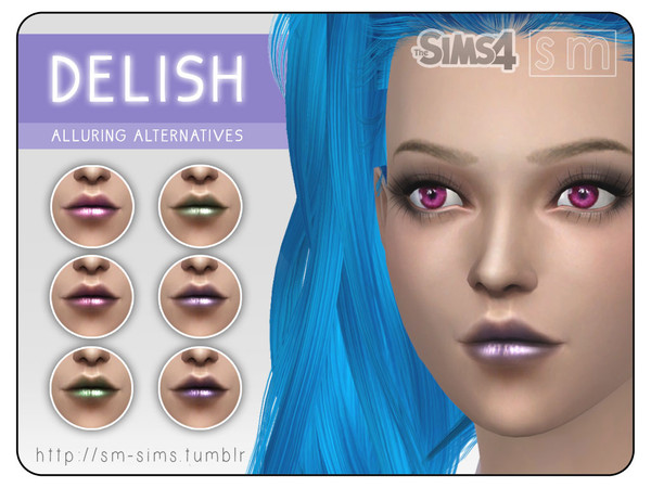 Sims 4 — [ Delish ] - Alluring Alternatives Lip Colour by Screaming_Mustard — A delicate sweep of shimmery lip colour in