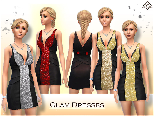 Sims 4 — Glam Dresses by Devirose — Modern evening dress has glitter inserts and sequins.Ideal for parties and drink