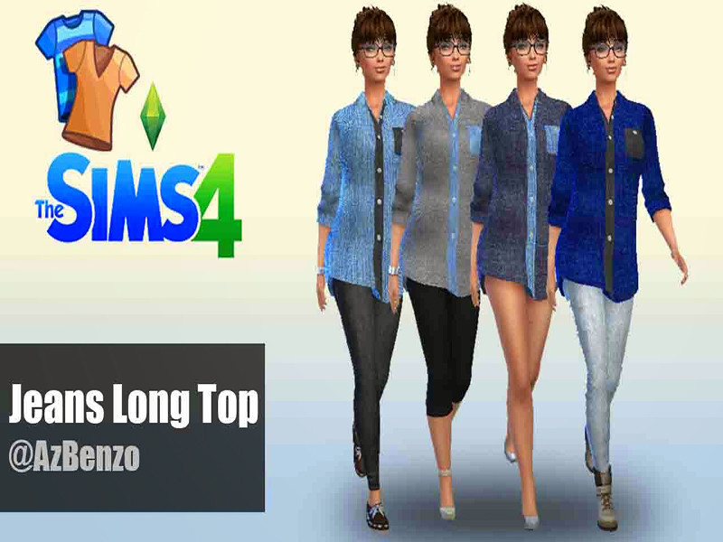 Sims 4 The Sims Resource | Jeans Long Top by TSR Creator