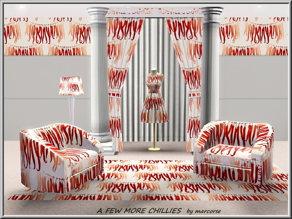 Sims 3 — A Few More Chillies_marcorse by marcorse — Themed pattern: garland strings of red chillies for kitchen decor.