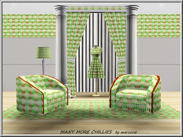 Sims 3 — Many More Chillies_marcorse by marcorse — Themed pattern: kitchen design of many red and green chillies.