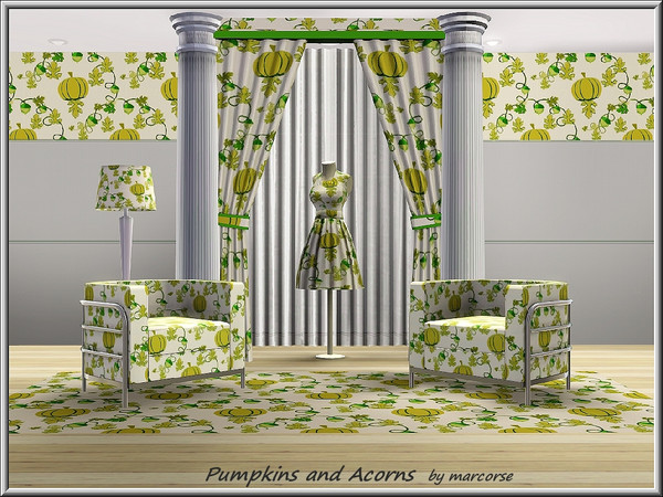 Sims 3 — Pukpkins and Acorns_marcorse by marcorse — Themed pattern: Thanksgiving designn of pumpkins, acorns and oak