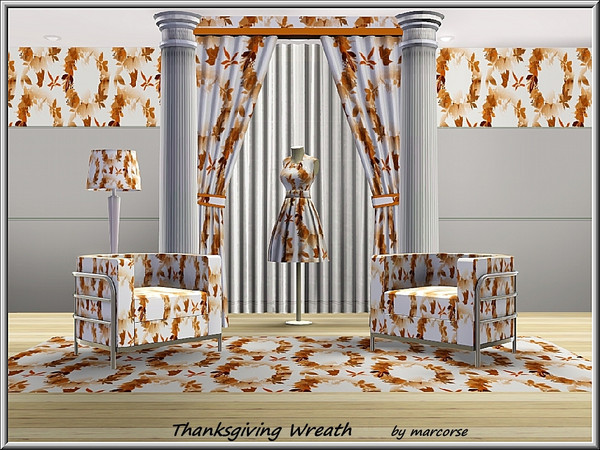 Sims 3 — Thanksgiving Wreath_marcorse by marcorse — Themed pattern: leafy wreaths for Thanksgiving.