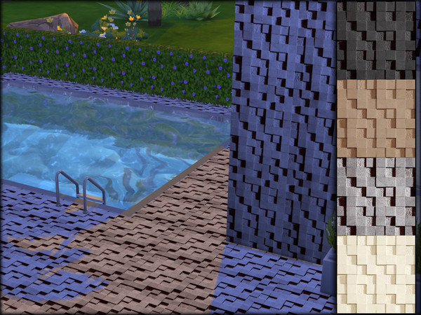 Sims 4 — Relief mosaic (floors) by Hanagatami — Relief stone mosaic (floors). 4 colors. Stone tile #1
