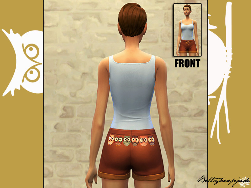 Sims 4 The Sims Resource | Sweet night Owl - Orange pajama shorts by TSR Creator