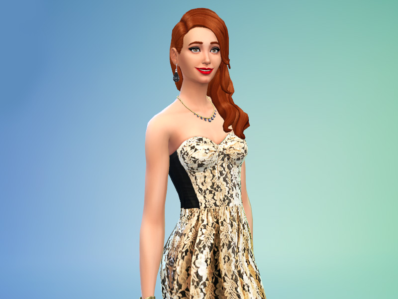 The Sims Resource - Gold Floral Dress