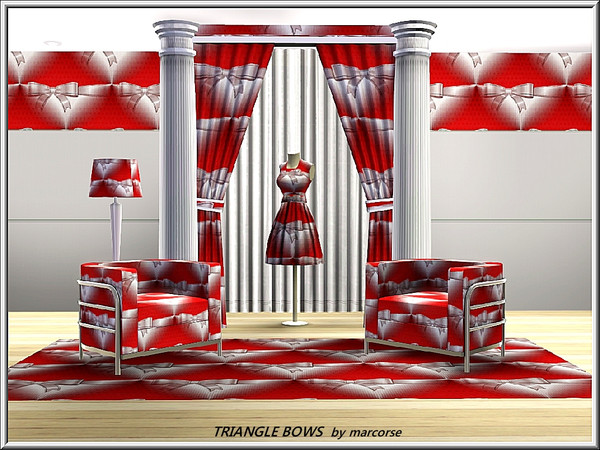 Sims 3 — Triangle Bows_marcorse by marcorse — Abstract pattern: red and white design of triangle shapes and bows