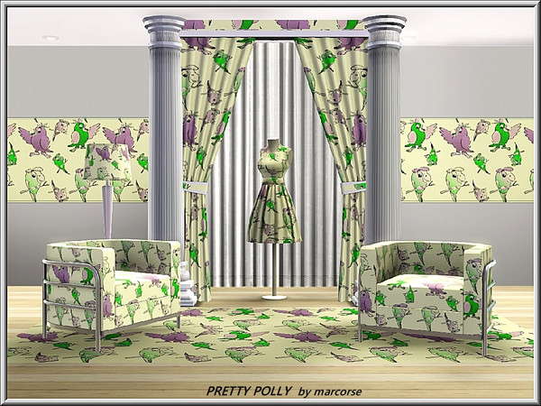 Sims 3 — Pretty Polly_marcorse by marcorse — Themed pattern: cheeky parrots in various poses