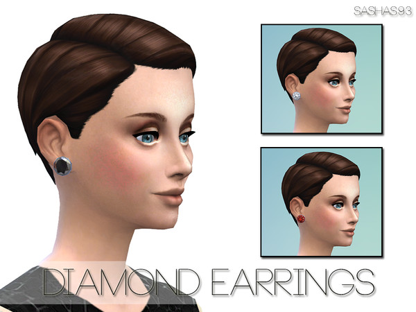 Sims 4 — Diamond Earrings by sashas932 — This set contains 6 diamond Earrings Non default Please do not re-upload and
