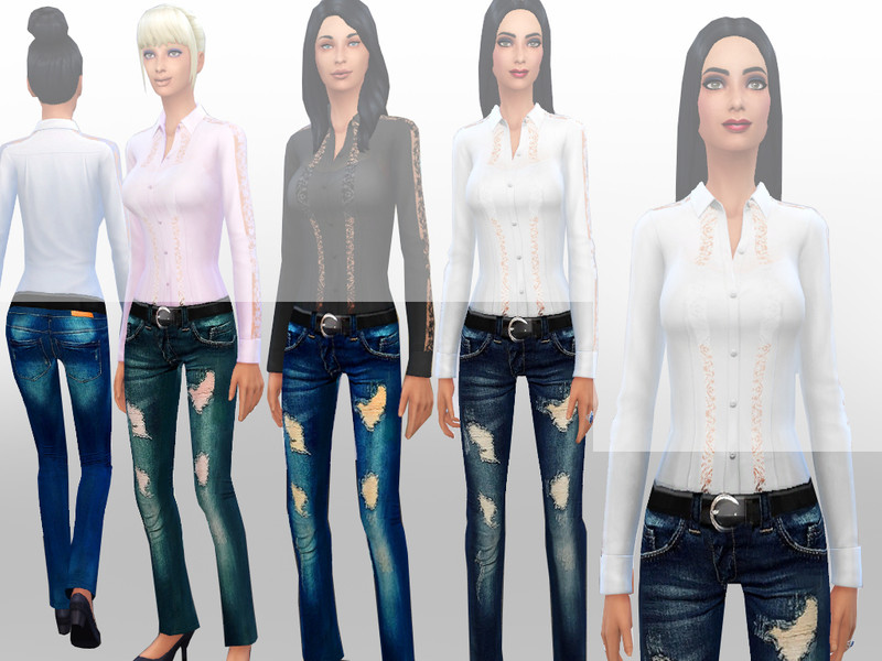 Sims 4 The Sims Resource | Denim ripped jeans by TSR Creator