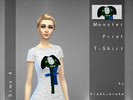 Sims 4 — Monster Graphic Print T-Shirt by hrekkjavaka — Cute white t-shirt with little green monster print. Made with S4S
