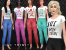 Sims 4 —  Qui mon Cherie! by JinxTrinity — Cropped shiny raw silk pants with pockets and zipper matched with a simple off