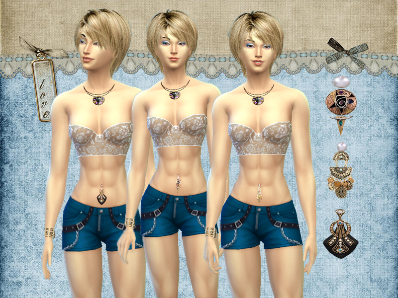 Sims 4 - Copper and gold belly rings by TrudieOpp - 3 copper and gold belly rings...