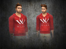 Sims 4 — Hoodies WLKN Logo by WrapIt — WLKN : The Men Basic WLKN Logo Pullover REDHOODHOMME