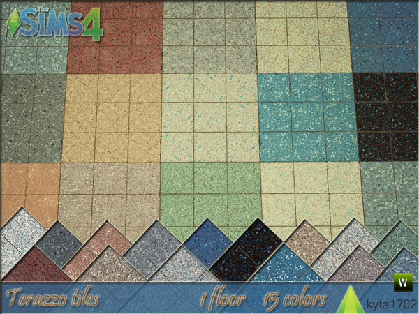 Sims 4 — terazzo floor by Kyta1702 — a floor for a wet room, 15 different colors.