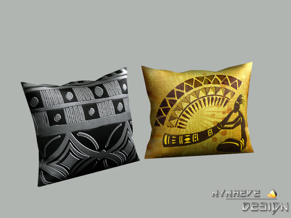 Sims 4 — Luau Tribal Pillow by NynaeveDesign — This modern take on the tribal pattern, features bold shapes and a bright