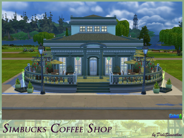 Sims 4 — Simbucks Coffee Shop by didisimsation — Meet your friends at Simbucks. Sitting together, chatting over a cup of