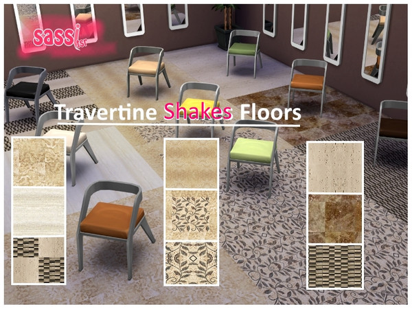 Sims 4 — Travertine Shakes Floors by sassitsr — Travertine floors of various types. The choice is between nine tipology.