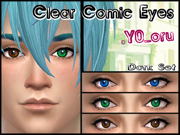 Sims 4 — Clear Comic Eyes Dark-Set by YoYoru2 — This is a part set of 15 new eyecolors. ( ^_^ )~ ~ENJOY~