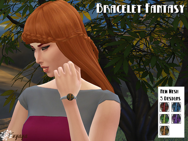 Sims 4 — Bracelet Fantasy by Fuyaya — Bracelet for woman available in 5 colors : red, orange, green, blue and violet Left