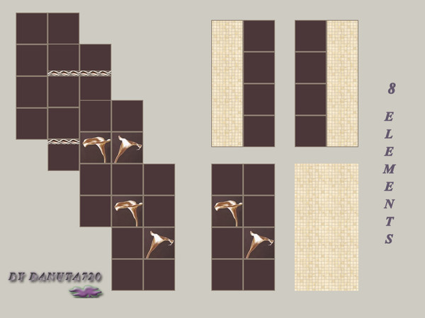 Sims 4 — Floral modern - tilesIII by Danuta720 — 8 modern walls to the kitchen or bathroom and livingroom. 8 walls in a