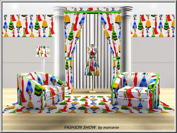 Sims 3 — Fashion Show_marcorse by marcorse — Themed pattern vintage fashion on show.