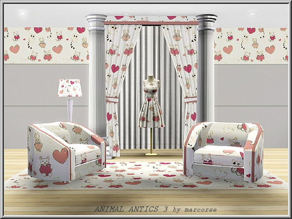 Sims 3 — Animal Antics3_marcorse by marcorse — Nursery animals in a random repeat Themed pattern
