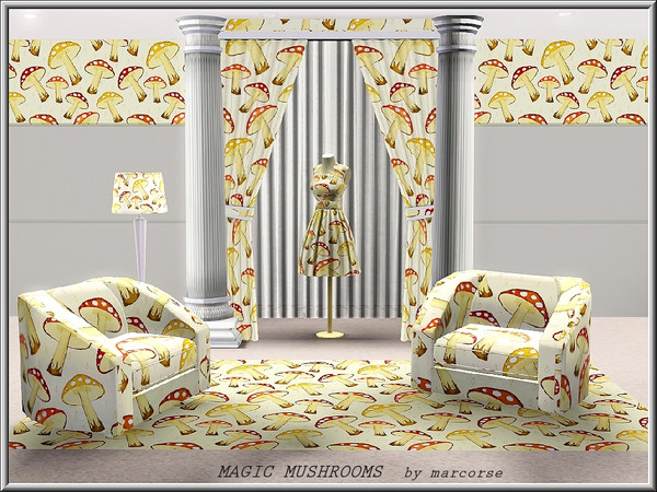 Sims 3 — Magic Mushrooms_marcorse by marcorse — Themed pattern: showers of spotted mushrooms