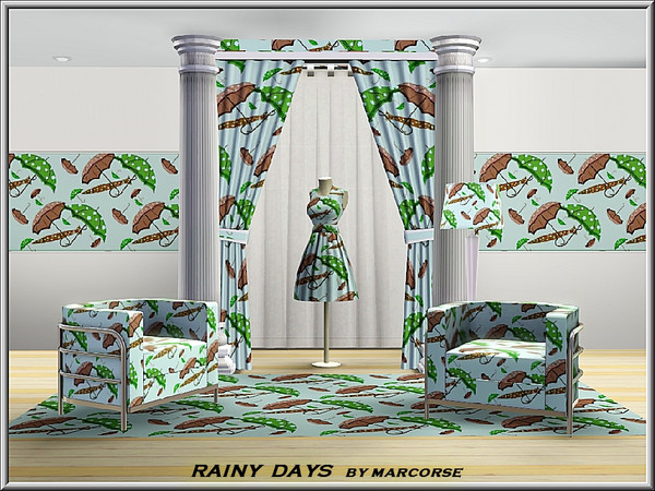 Sims 3 — Rainy Days_marcorse by marcorse — Themed pattern: floating umbrellas on a rainy day.