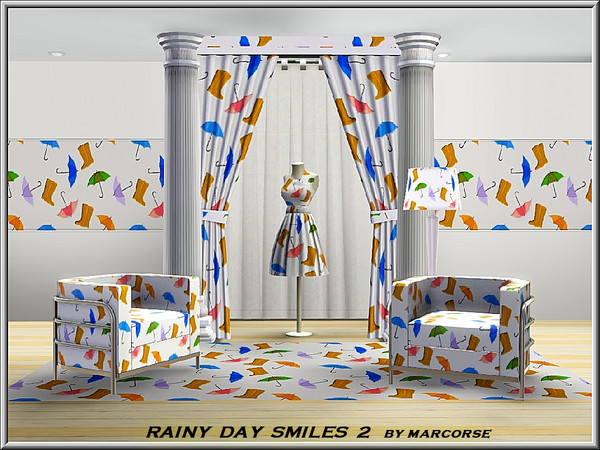 Sims 3 — RaindaySmiles2_marcorse by marcorse — Themed pattern. familiar images to bring a smile on a rainy day.
