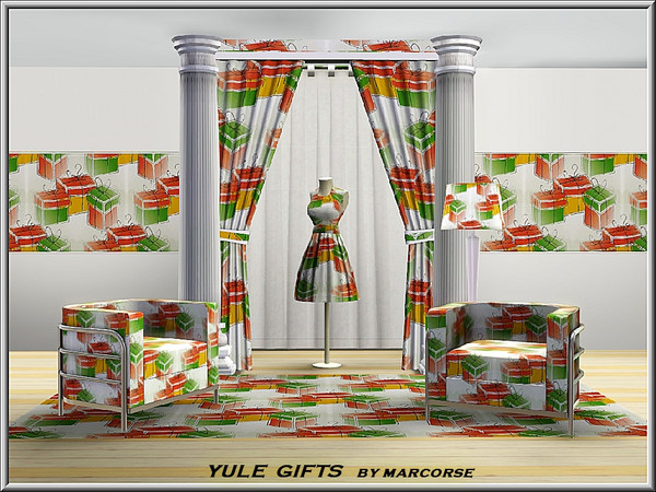 Sims 3 — Yule Gifts_marcorse by marcorse — Themed pattern Christmas gifts in green and red.