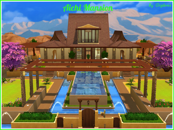 Sims 4 — Aichi Mansion by Gigibree2 — Aichi Mansion is a modern asian home for your Sims. Developed in a 50x50 lot, it