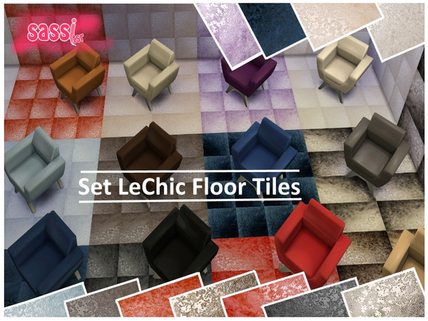 Sims 4 — LeChic Floor Tiles by sassitsr — A set of chic floor tiles from the definite colors. They will embellish every