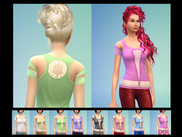 Sims 4 — Lacy Tank Top by kokoroworks — Tired of the same old tank tops? Now you can have new ones with a slightly