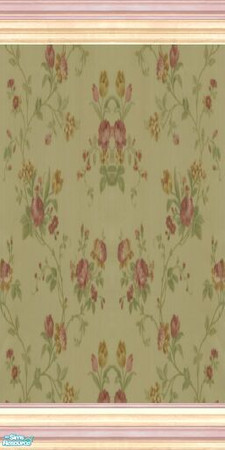 Sims 2 — Inspired Variety - Inspiration 19 by stephanie_b. — Use this elegant floral and olive wallpaper with pink and