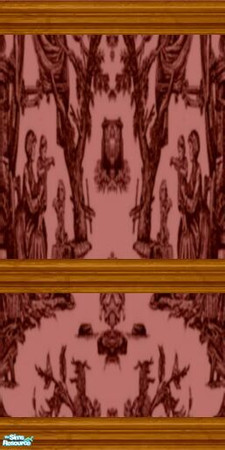 Sims 2 — Inspired Variety - Inspiration 9 by stephanie_b. — Use this elegant red toile design with oak trimmings to bring