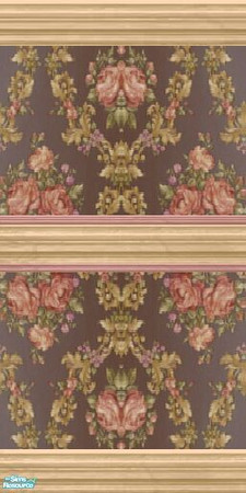 Sims 2 — Inspired Variety - Inspiration 7 by stephanie_b. — Use this elegant silk chocolate wallpaper with vibrant floral