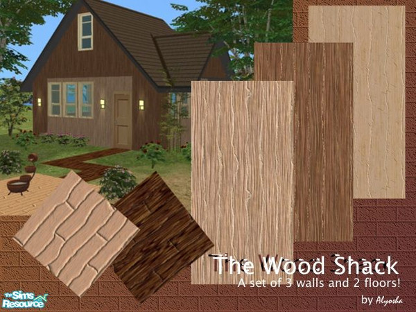 Sims 2 — The Wood Shack Set by Alyosha — A Set of 3 walls and 2 floors for seaside shacks or just plain shacks only!