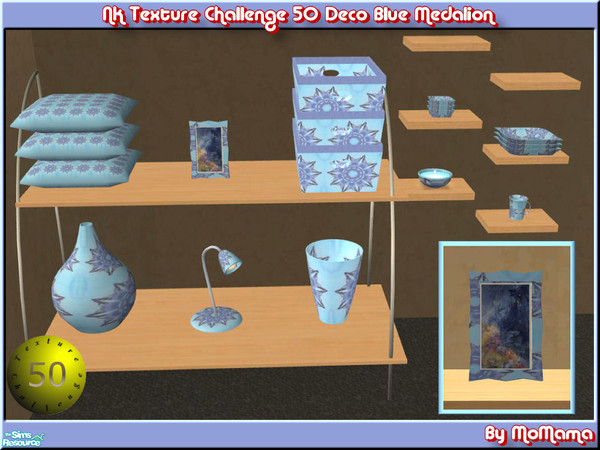 Sims 2 — NK TC50 Deco Blue Medalion by MoMama — A blue fabric with a big star medalion makes this collection special.