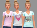 Sims 4 — VS PINK V-Neck Bling Tee by sjalsmuffin2 — My first ever cc, a set of three Victoria's Secret v-necks with a