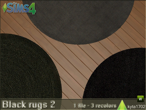 Sims 4 — Black rugs 1 by Kyta1702 — Big round rugs. 1 file - 3 recolors.